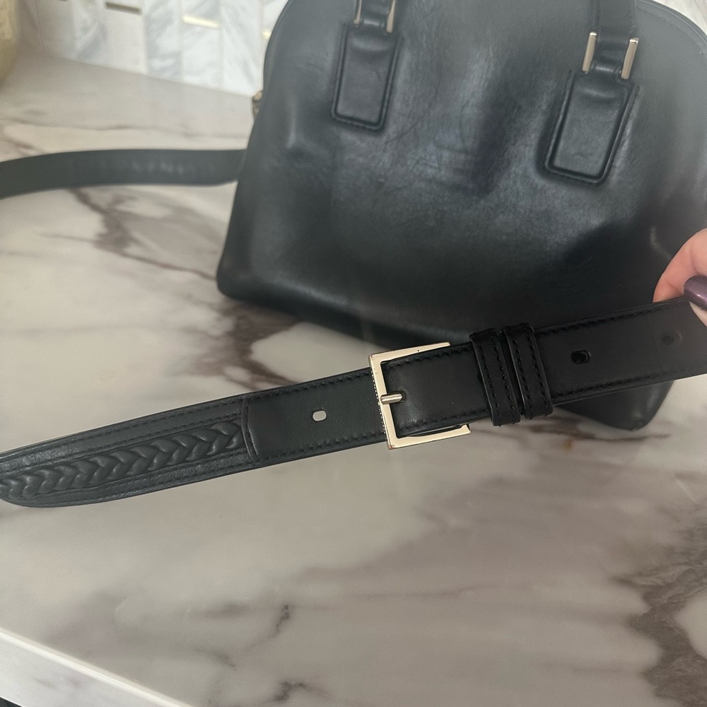 Kate Spade black leather dome satchel purse. - Picture 3 of 5